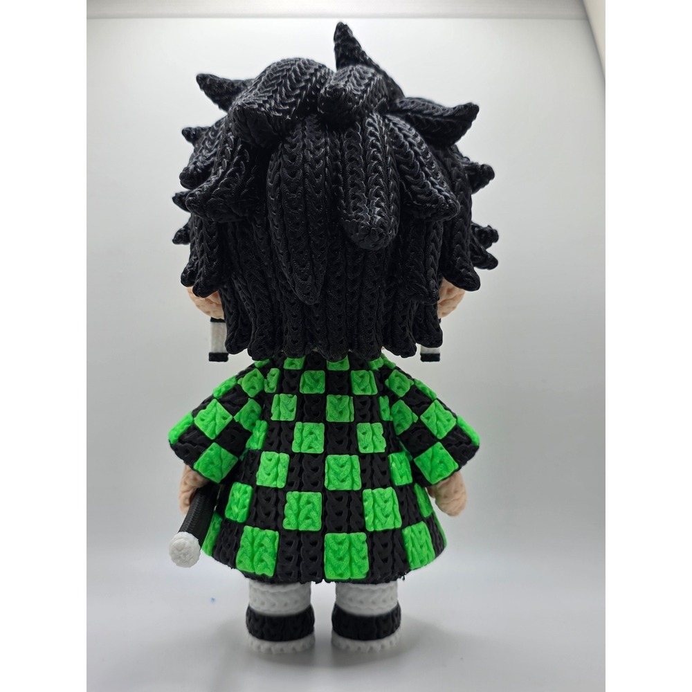 8" 3D-Printed Faux-Knit Tanjiro Figure – The Ultimate Demon Slayer Collectible! - Picture 2 of 2